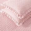 King Pink Microfiber Diamond Quilted Bedspread Set with Frayed Edges