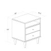 Farmhouse Rustic White Mid Century 2 Drawer Nightstand