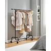 Matte Black Heavy Duty Metal Garment Rack Clothes Hanging Bar on Wheels